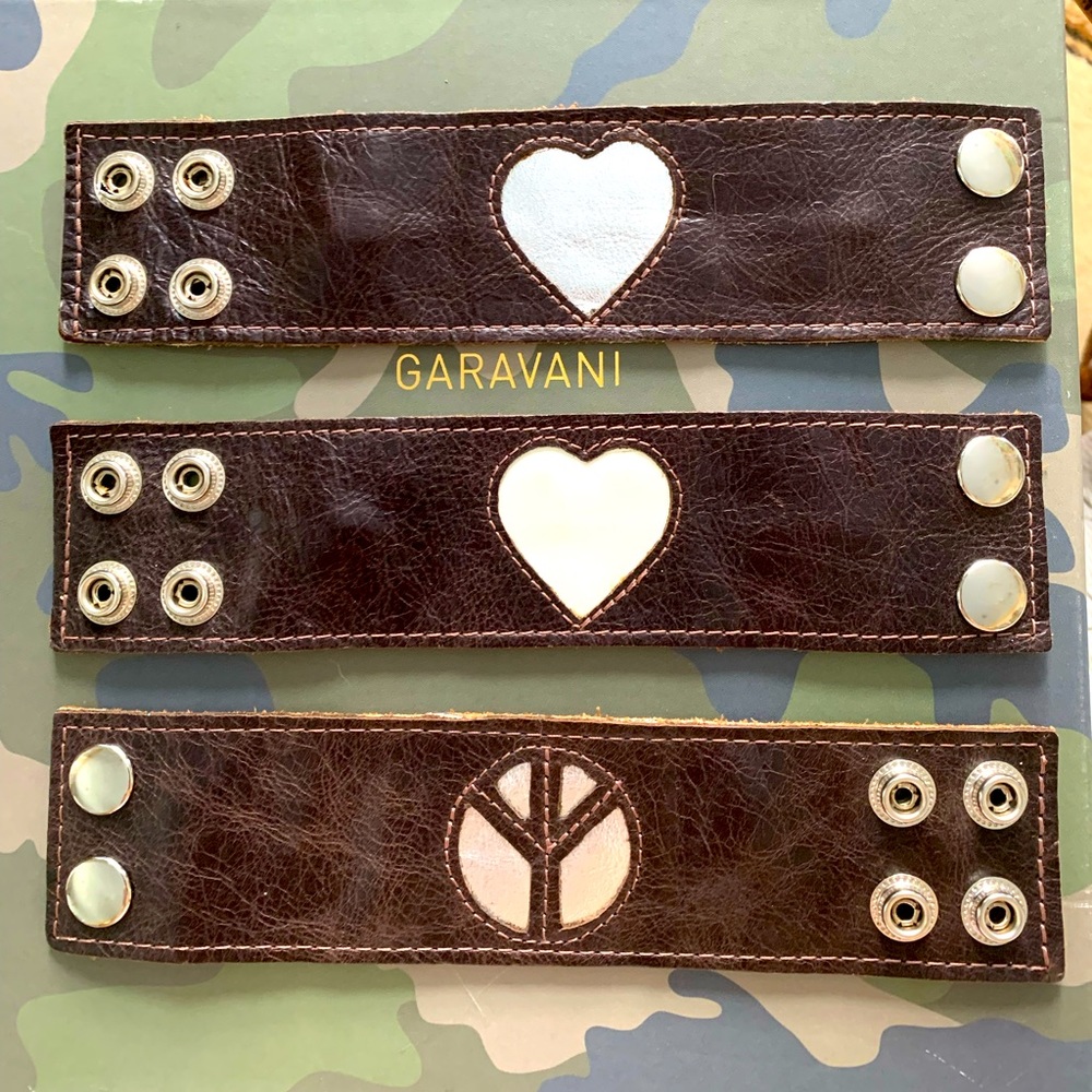 Leather white or silver heart bracelet made in New York